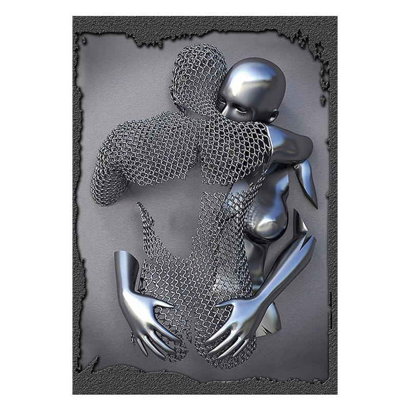 Металлическая фигурка для скандинавских пар, статуя, настенная живопись на холсте, скульптура любовника, плакат с принтом, настенная картина для гостиной, домашний декор