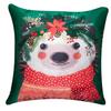 Decorative Merry Christmas Satin Cushion Cover 20 Inch x 20 Inch Set of 5, 20X20 Cushion Cover, Cute Festive Animal