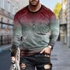 New 3D Purple Gradient  Print Mens Tshirts Long Sleeve Tees Round Neck Casual Pullover Mens Clothing Plus Size