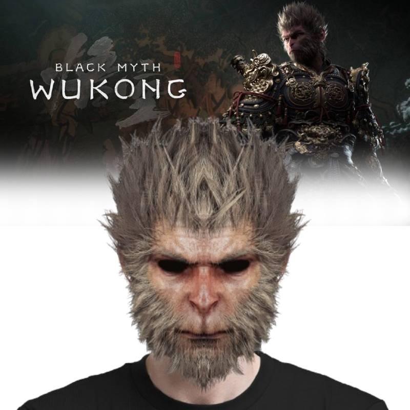 Unique Black Myth Wukong Mask Playful Monkey Headpiece For Halloween Cosplay Events