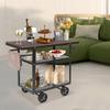 Industrial Pipe Bar Cart, Kitchen Serving Cart, 3-Tier Rolling Utility Cart with Fixed Wheels, 92x40x77.5cm Mobile Bar Cabinet