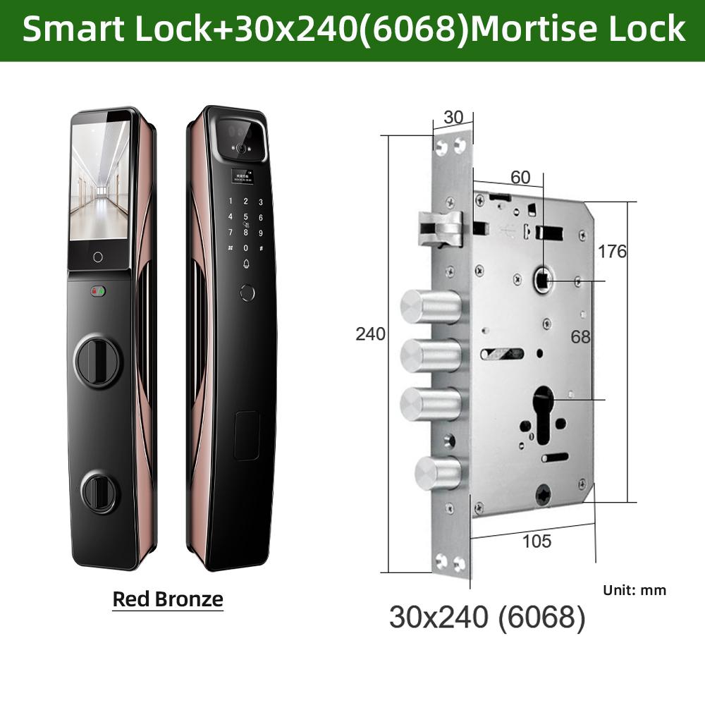 RAYKUBE Fully Automatic Tuya WiFi Smart Lock, Video Intercom, Remote Unlocking, Face Recognition