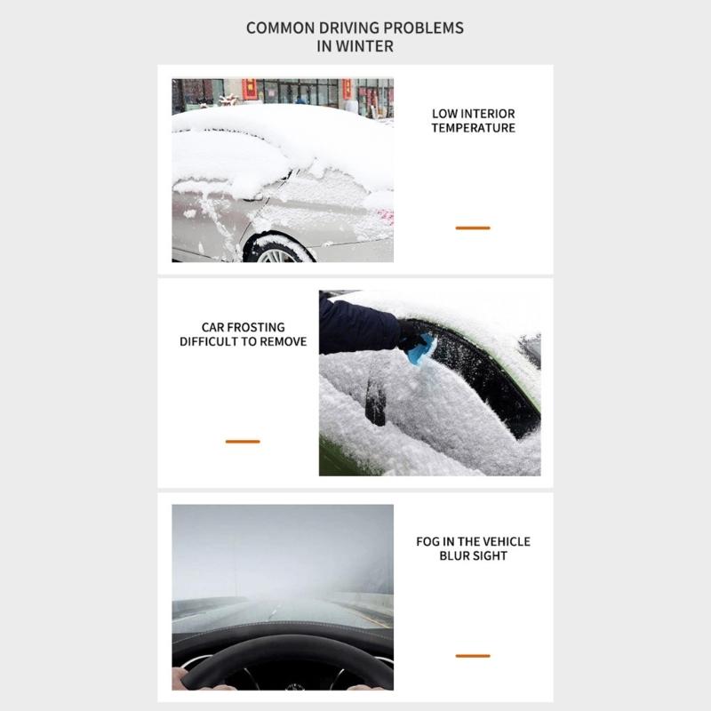 12V Car Defroster Demister Heater Cooling Fan Adhesive Windshield Defogger Car Interior Accessories Angle Adjustable