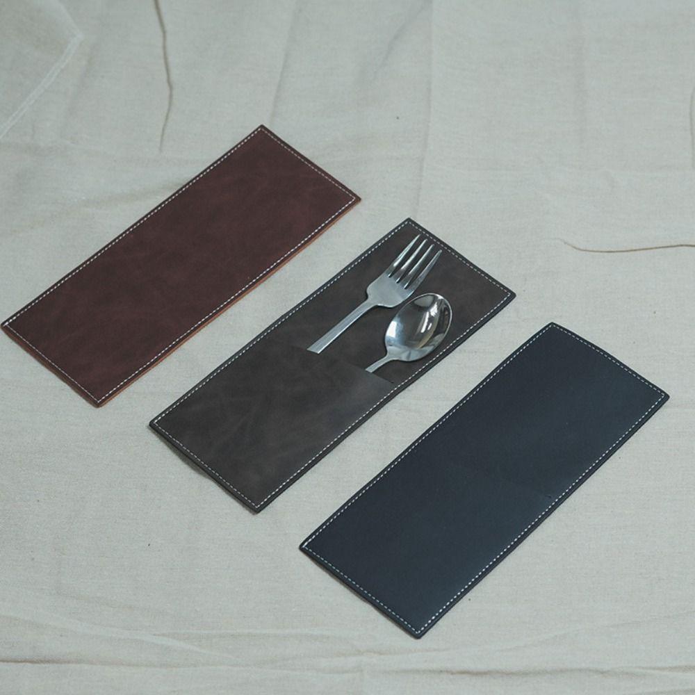 Simple Design Cutlery Storage Bag 3 Pocket Forks Spoons Organizer Camping Equipment