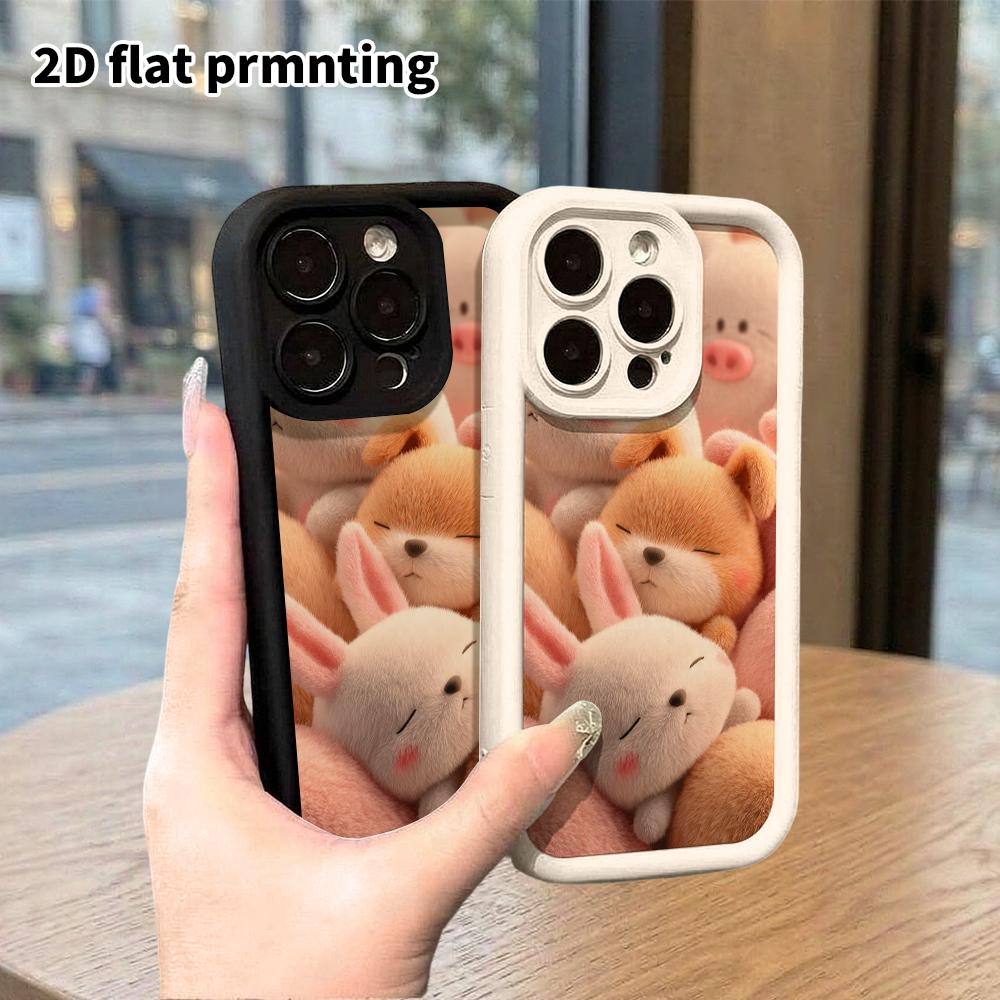 Чехол для телефона: 2D плоский дизайн, подходящий для защитного чехла iPhone 18 17 16 15 14 13 Pro, милая стопка маленьких животных, идеальный праздничный подарок на Рождество и