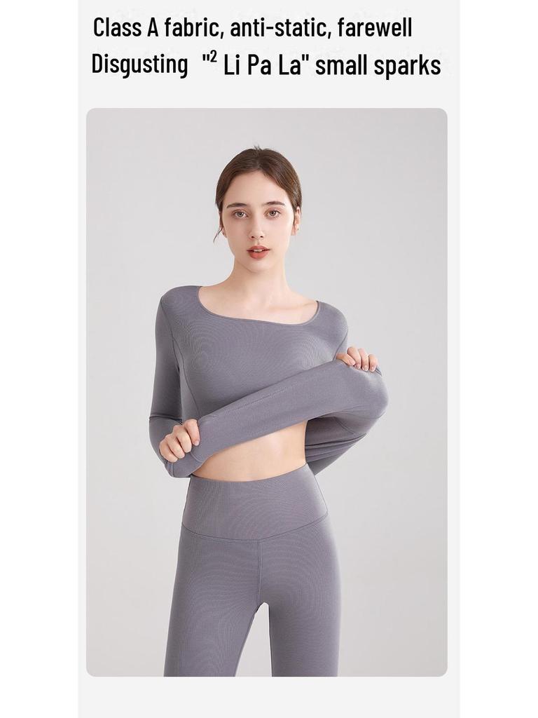 Осенне-зимний женский кашемировый пэчворк облегающий термокомплект: Нижняя рубашка, термобелье, брюки