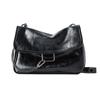 Yogodlns Fashion Shoulder Bag for Women PU Leather Chains Armpit Black Solid Color Messenger Bag Flap Handbags