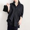 Spring Summer Loose Commute Solid Color Shirt Women's Clothing Fashion Single-breasted Korean Polo-Neck Long Sleeve Midi Blouse