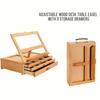 1 or 3 Layers 1pc Portable Wood Artist Painting Easel with Fold Down,drawer Can Store Brush&paint box,Outdoor Sketching Stand with Handle.