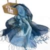 Linen Tie-Dye Scarf Gradual Change Imitation Blue Dye Batik Scarf Women'S Style Shawl Fringed Warm Silk Scarf
