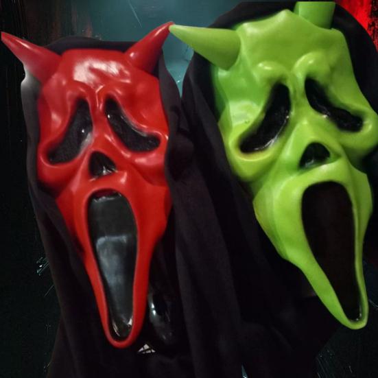 Маска лица дьявола для взрослых, маска призрака для крика ужаса на все лицо для Хэллоуина, маскарадной вечеринки, костюма, реквизит для косплея