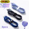 NNBILI 2 шт. 120 Вт 6A кабель типа C-тип C для iPhone 15 Pro Max PD быстрая зарядка USB C кабель для передачи данных для Xiaomi 14 Samsung зарядка