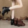 Fashion Hot Selling 2025 Hot Sell Vintage Autumn Winter Short Boot Low Heel Comfortable Round Toe Boot Rubber Soft Sole Shoes Flat Brown