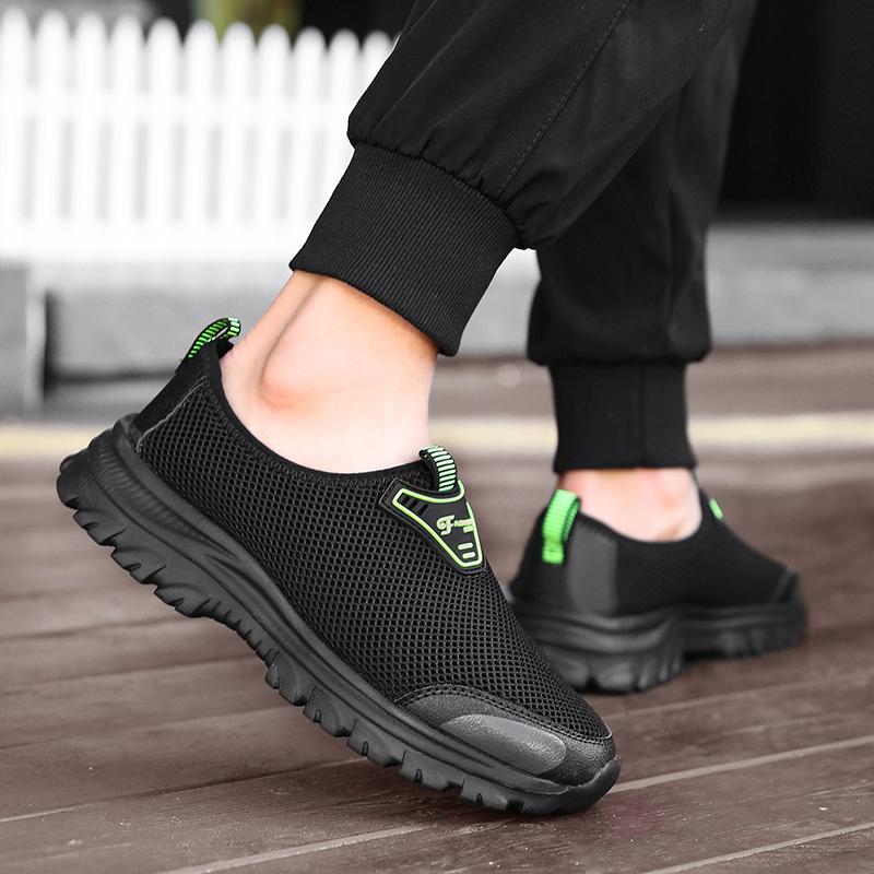 Men Non Slip Black Sports Shoes Breathable Mesh Casual Running Shoes One Foot Slip Le Fu  New Outdoor Summer Barefoot Shoes