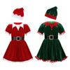 Children Girls Christmas Mrs Santa Claus Cosplay Costumes Holiday Festive Suit Party Fancy Dress with Hat Set
