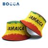 Панама Bocca Jamaica с принтом Rasta, буквы, красно-желто-зеленая, для мужчин и женщин, дизайн Location, Панама, Кепка-боб, Козырек от солнца