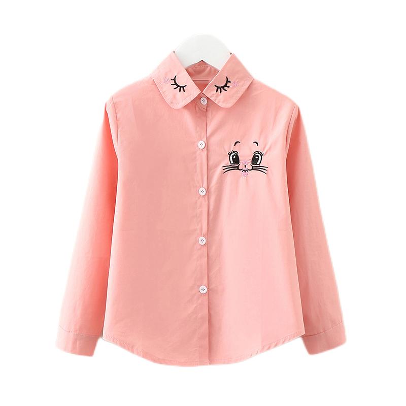 Рубашки для студентов-подростков для детей, школьная форма, белые блузки с длинными рукавами для маленьких девочек, весенне-осенняя детская одежда с бантом, топы