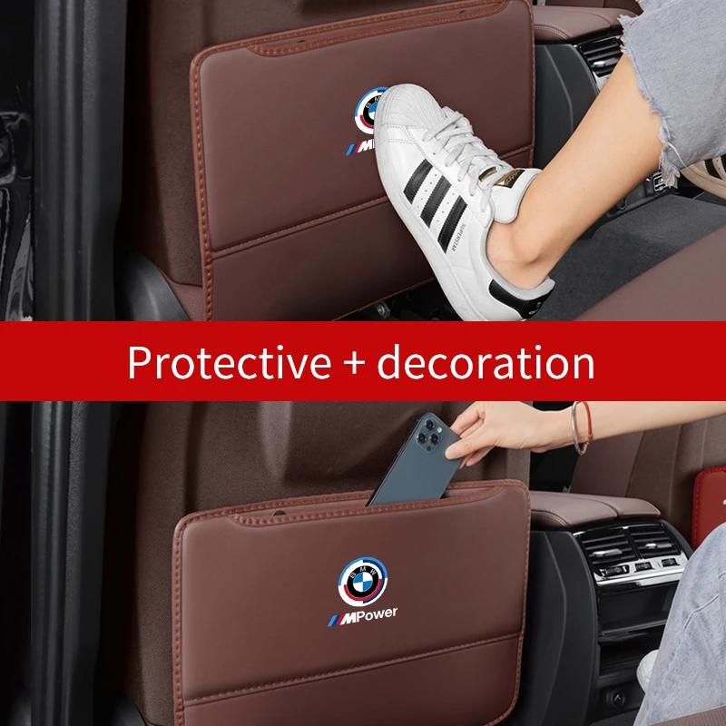 XKUGH1 For BMW Hot 2025 For BMW M Power X3 X5 E39 E46 E60 F10 F15 F20 F25 F30 G20 G30 G60 Car Seat Back Protection Pad Rear Seat Organi