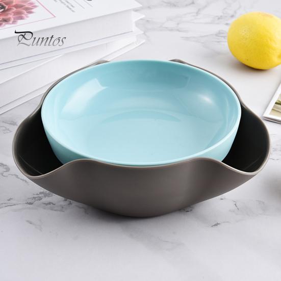 Shell Collecting Snack Bowl with Shell Storage Double-layer Nut Bowl Detachable Divided Snack Bowls with Trash Can