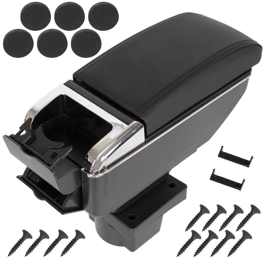 Skoda Octavia II 04-13 Armrest with Storage Box, Black Eco Leather + Mounting Kit
