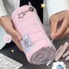 Pink Towel Roll Pencil Case Kawaii Soft Pen Storage Bag Cosmetic Pouch Cartoon Large Capacity Student Stationery School Supplies