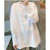 Spring and Autumn New White T-shirt Women's Long-sleeved Mid-length Cotton Top Base Shirt
