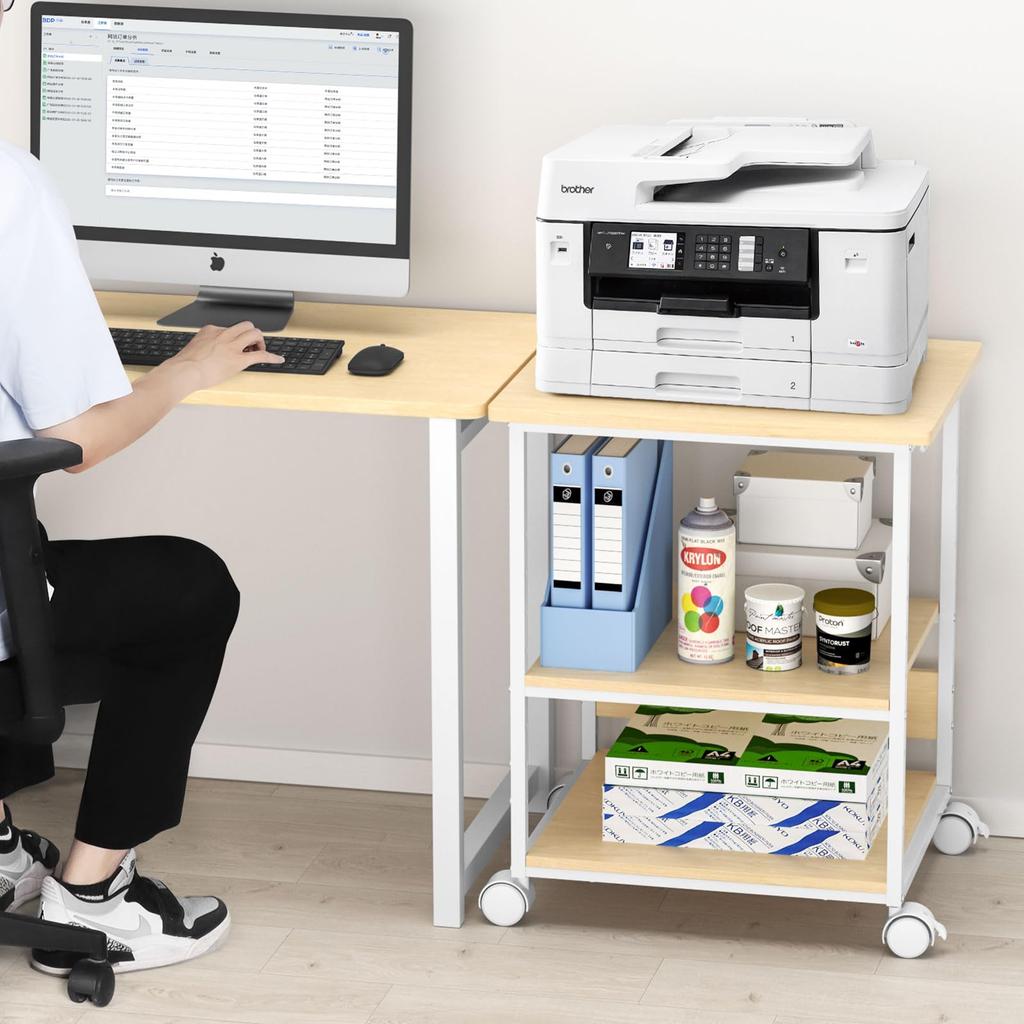 Подставка для принтера с компьютерной полкой посередине, высота регулируется в 9 ручках с обеих сторон, подставка для хранения аудиосистемы ПК под столом, деревянный чехол, тонкий офисный ящик для офиса