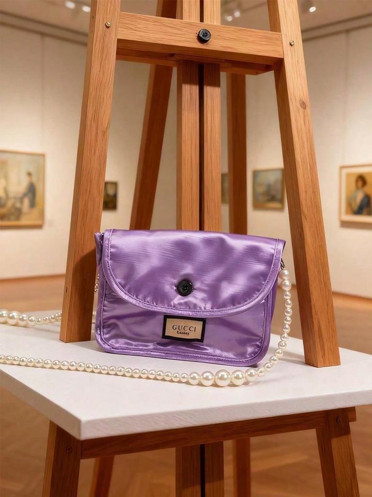 Gucci Фиолетовая квадратная косметичка, сумка-органайзер с цепочкой из жемчуга DIY, модная сумка через плечо