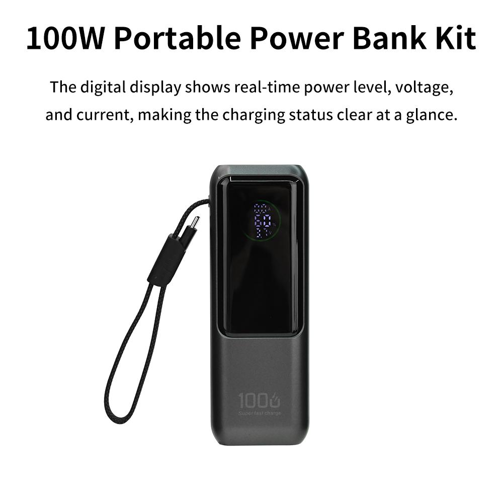 PD 100W Fast Charging Power Bank Kit 4-Cell 21700 Battery Case Portable with Built-In Battery Storage Housing for Electronics