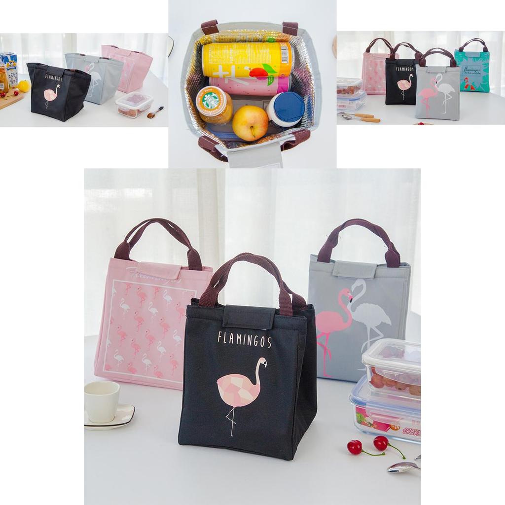Элегантная сумка для ланча с фламинго из премиальной ткани Оксфорд для хранения горячей и холодной пищи
