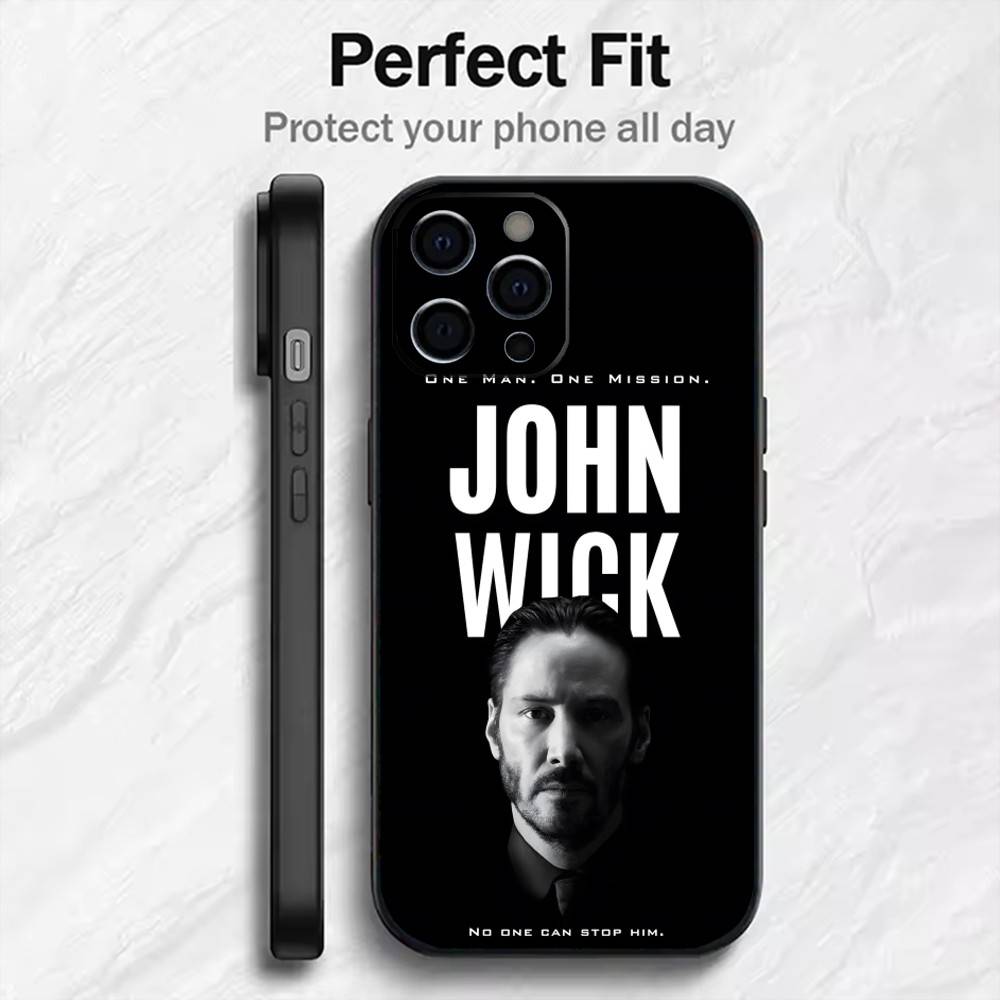 Чехол для телефона с персонажем фильма Джон Уик для iPhone 17, 16, 15, 14, 13, 12 Plus, Max, Мягкий силиконовый, Черный
