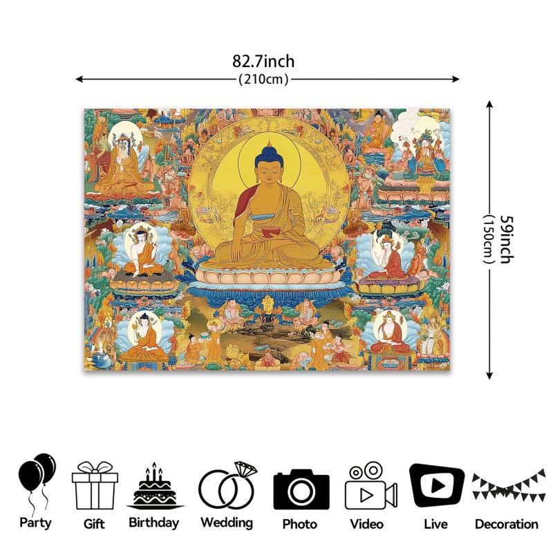 VIKAMA Shakyamuni Buddha Tangka Tapestry Tea Room Zen Living Room Background Wall Room Decoration