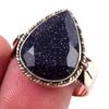 Natural Blue Sunstone Gemstone 925 Sterling Silver Two Tone Ring Size 9.5 a7T60