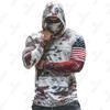 Mens Camo Fishing Shirt UPF 50 Sun Protection Hooded With Mask