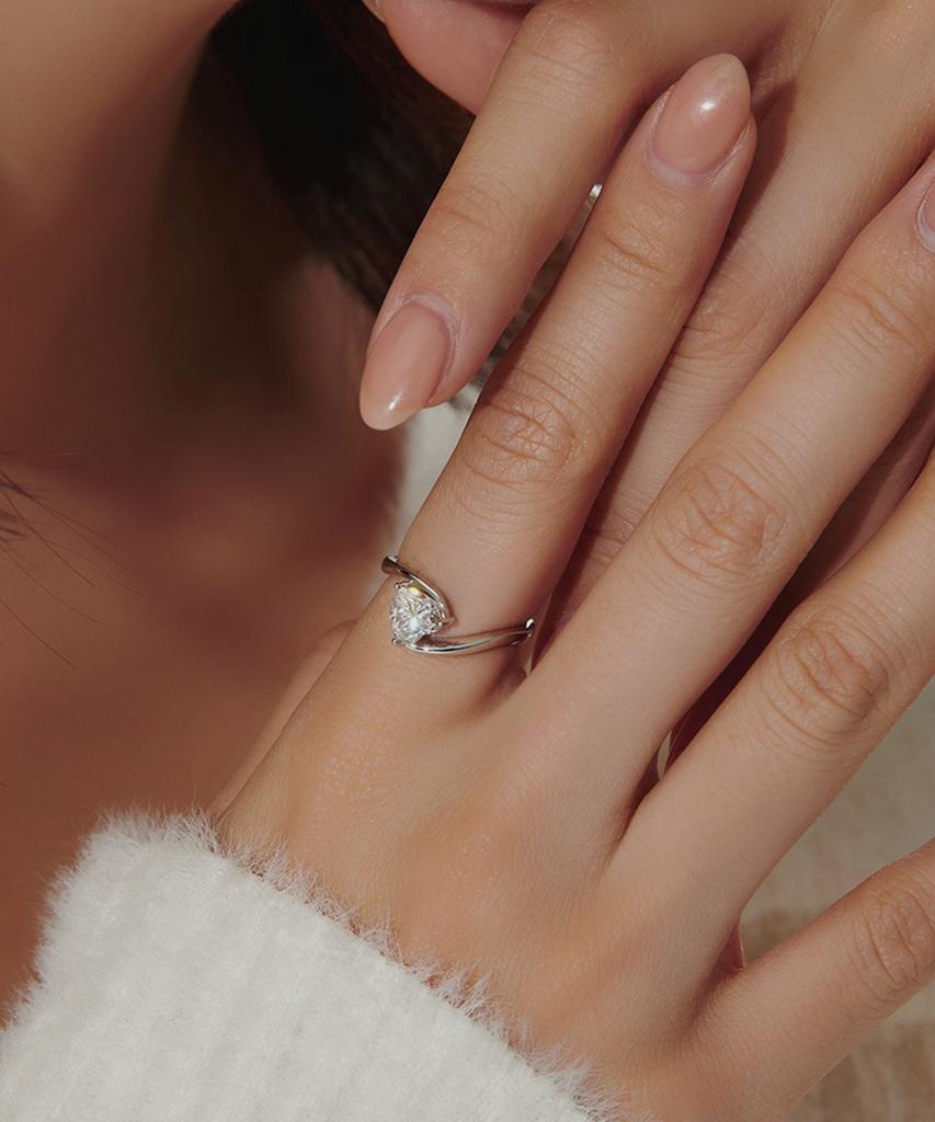 Helene Jewelry Серебро 925 пробы 1 карат Волна Сердцевидный огранки Муассанит Кольцо Miss (Тип C)
