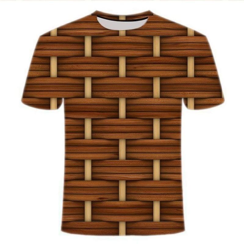 Creative 3D Print Weaving Texture T-shirt Men Summer Casual Street T Shirts Personality Round Neck Short Sleeves Tees Tops