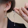 Серебряная игла асимметричные серьги-русалки с жемчугом женственность высококлассные серьги с бахромой легкая роскошь персонализированные серьги