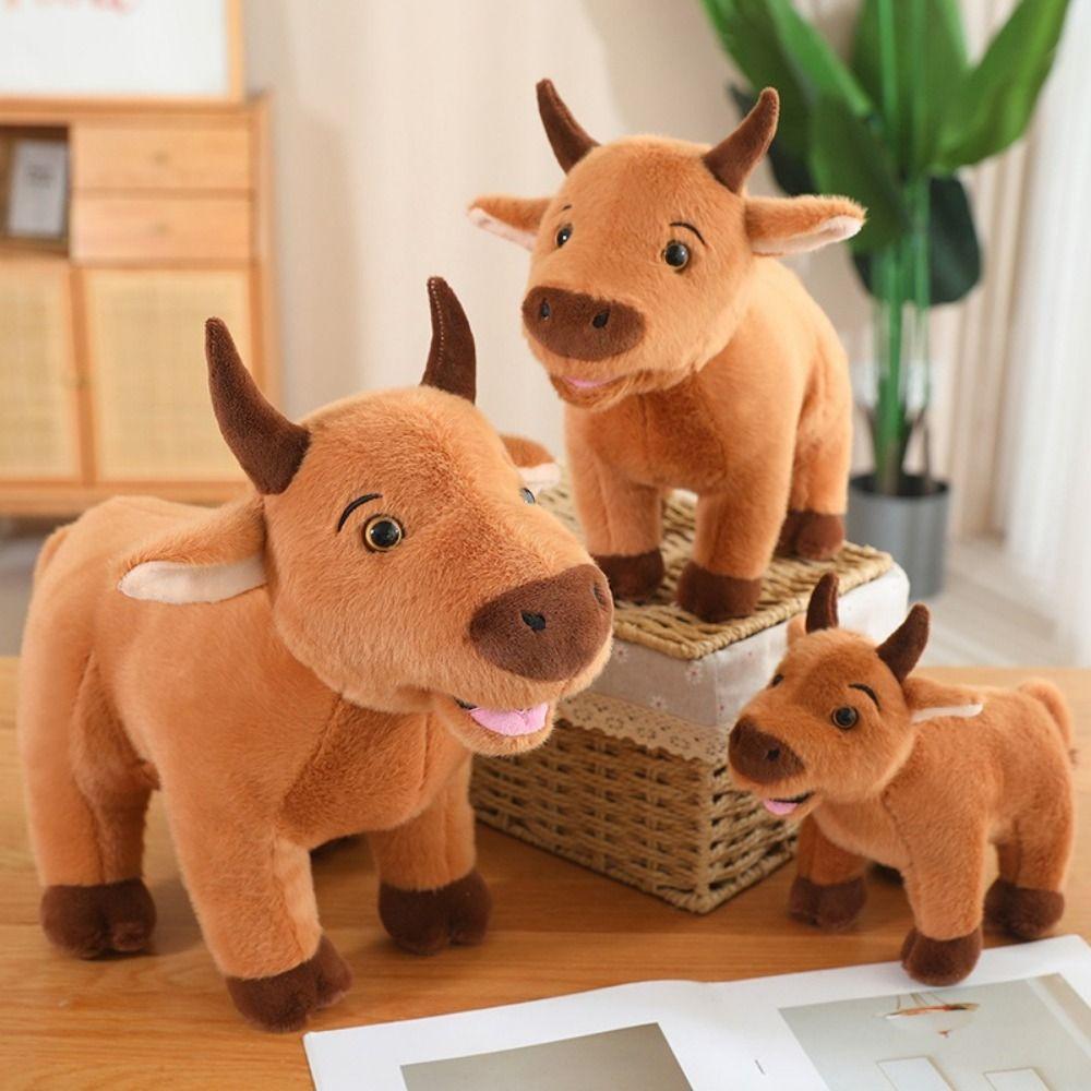 Stuffed Bull Scalper Bull Plush Toys ReaListic Ox Cattle Stuffed Dolls  Home Decor