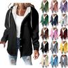 Fleece Hoodies For Women Warm Print Sweatshirt Button Lined Drawstring Hooded Jacket Coat