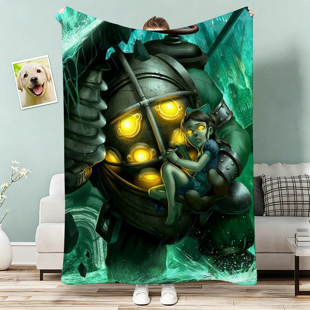 Bioshock Rapture Throw Lightweight 240g Flannel Blanket Soft Skin-friendly for Summer Cooling