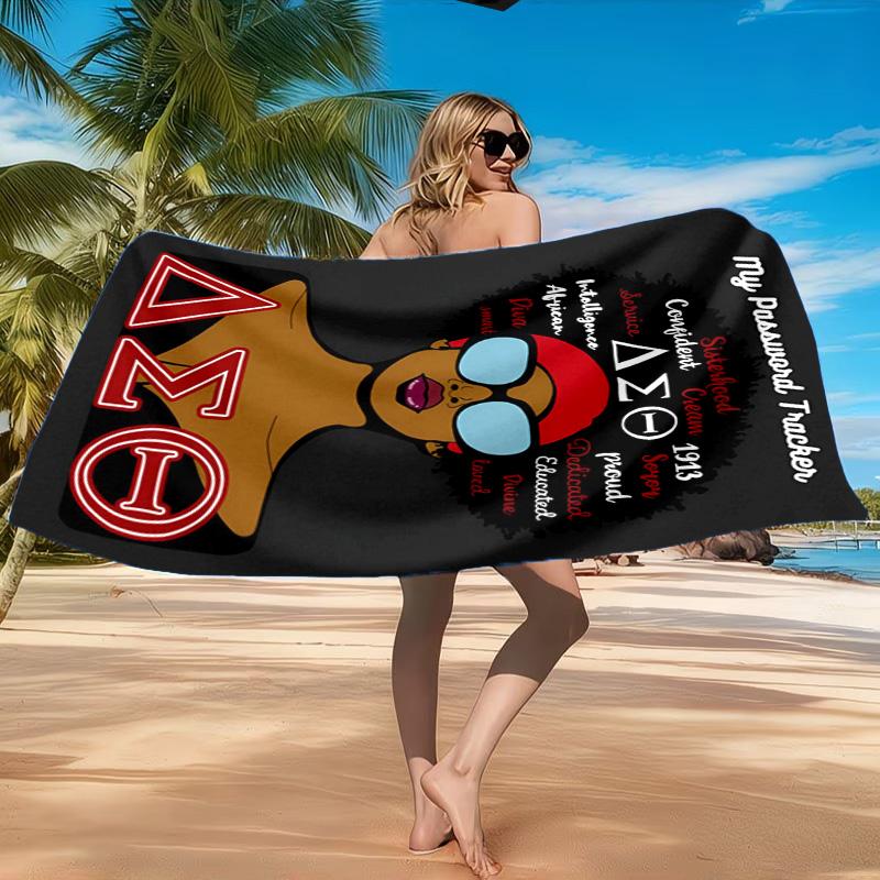 Delta Sigma Theta Beach Towel, Quick-drying, Easy to Care for, Suitable for Both Fitness and Beach Vacations,Sports Essential