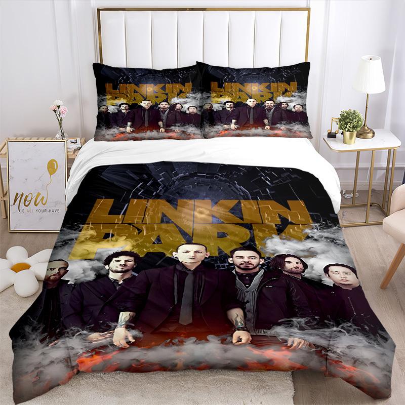 3pcs Linkin Park Merchandise Duvet Cover Set, 1 Duvet Cover + 1/2 Pillowcases (No Insert), Bedroom Decor, Allseason Comfort yy251021279