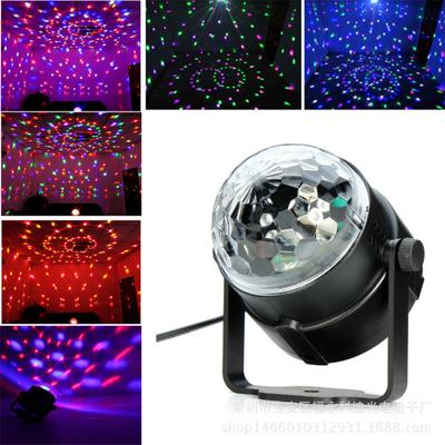 RGB светодиодный кристаллический волшебный диско-шар, музыкальный чувствительный эффект синхронизации, красочное вращение