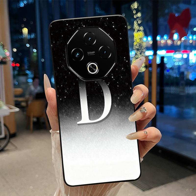 Anti-scratch Phone Case For Umidigi G100 Pro/G100 5G Soft Silicone Black Casing Lucky A-Z Letter With Flower Couple Shell