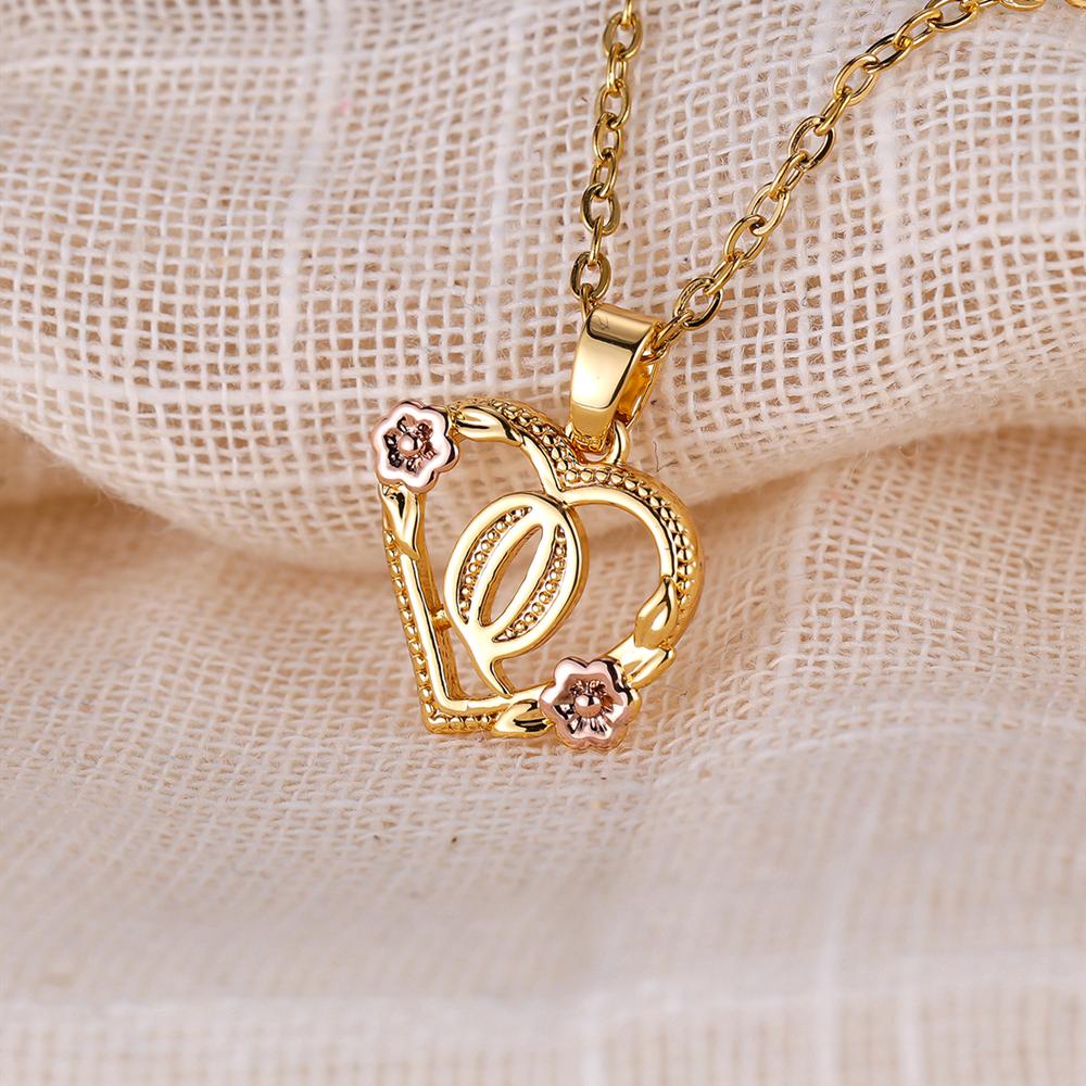 AZ буквы золотого цвета цветок инициалы ожерелье для женщин девушка сердце письмо колье ожерелье лучшие подарки алфавит ювелирные изделия