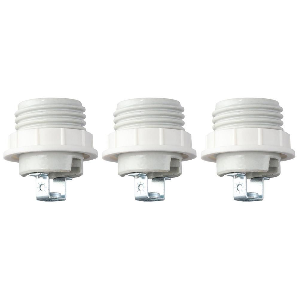 3 Pack E27 Porcelain Threaded Ceramic Shade Ring Threaded Socket Metal  Light