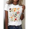 Women's T Shirt Floral Basic Short Sleeve Round Neck Regular Tops Daily Weekend Print Black White Gray Summer
