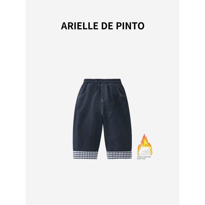 French Arielle De Pinto Baby Pants Korean Style Children's Casual Pants Fleece-Lined Girls' Pants Autumn and Winter
