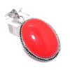 Natural Italian Red Coral 925 Sterling Silver Jewelry Pendant 2.09" p2B26