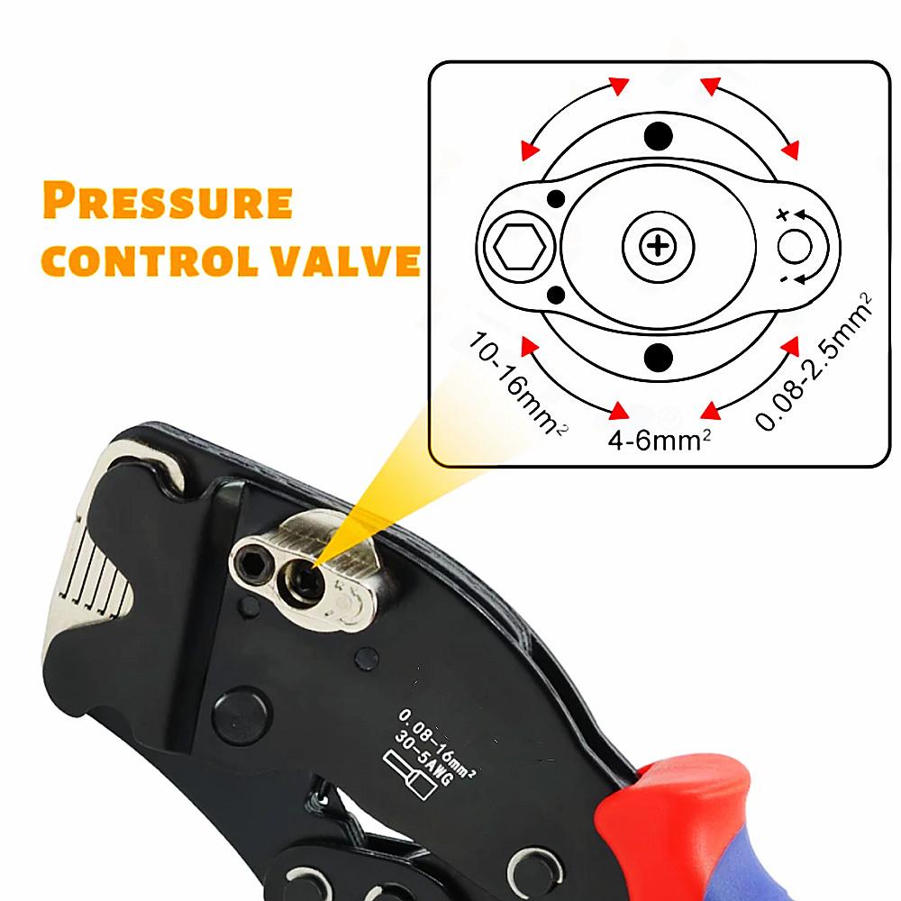 Ferrule Crimping Tool Kit, Hexagonal Ferrule Crimper Self-Adjustable Ratchet Wire Crimper Plier AWG 30-5